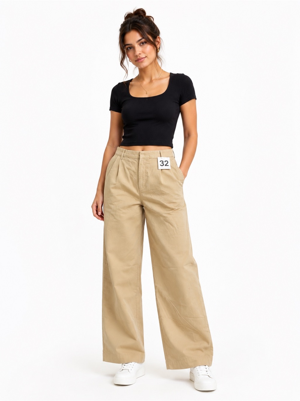 GAP Khaki Wide Leg Pants Women’s Size 32 Beige High Rise Casual Work